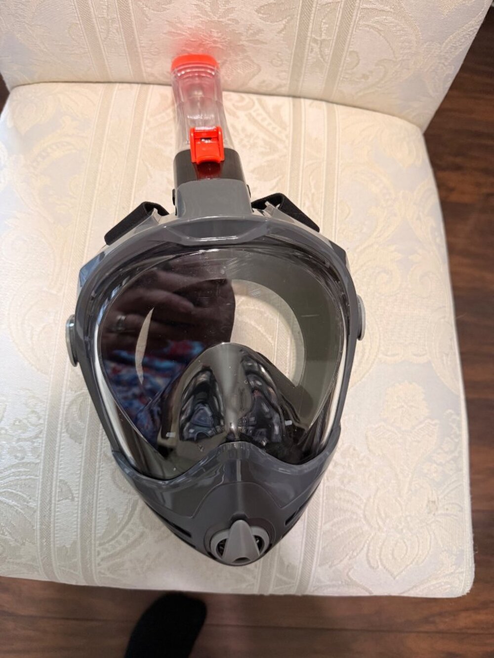NWOT Full Face Snorkel with Net Bag Black with Orange Tip